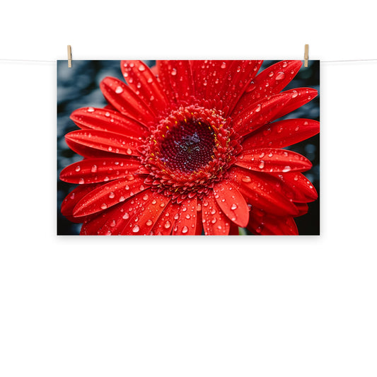 After the Rain Gerbera Daisy Realism Painting Digital Artwork Loose Art Print