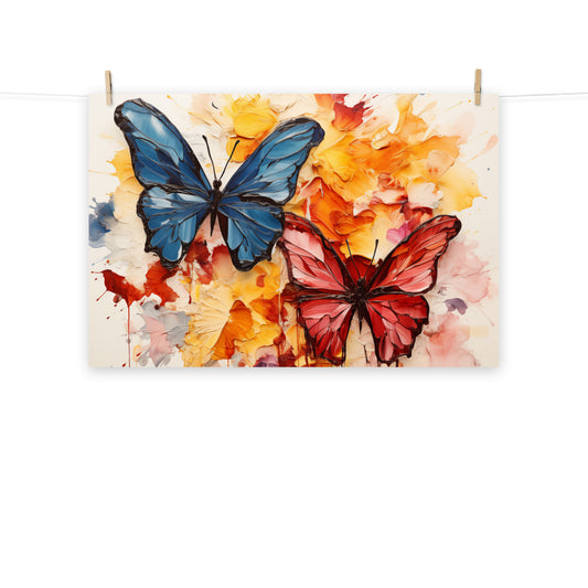 Butterflies in Bloom Painting Digital Artwork Loose Art Print