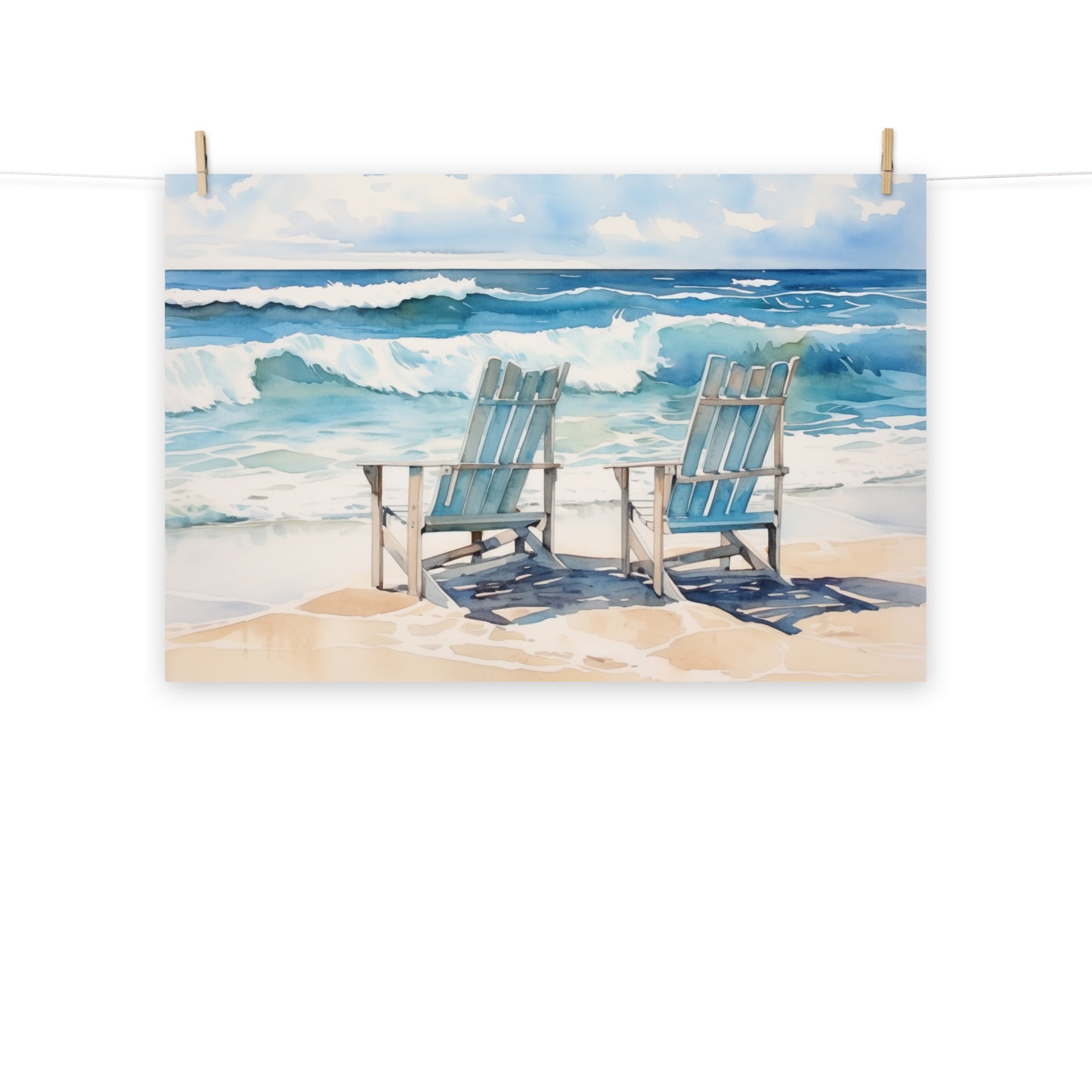 Beach Day Bliss Watercolor Painting - Digital Artwork Loose Print