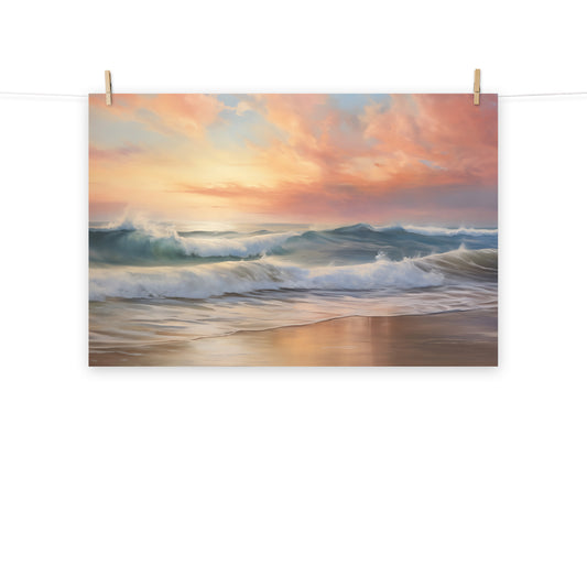 Colorful Coastal Wall Art: Crest of Dawn Coastal Painting Digital Artwork Loose Art