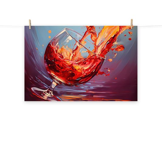 Wine Glass Wall Art: Crimson Cascade Abstract Painting Red Wine Digital Artwork Loose Print