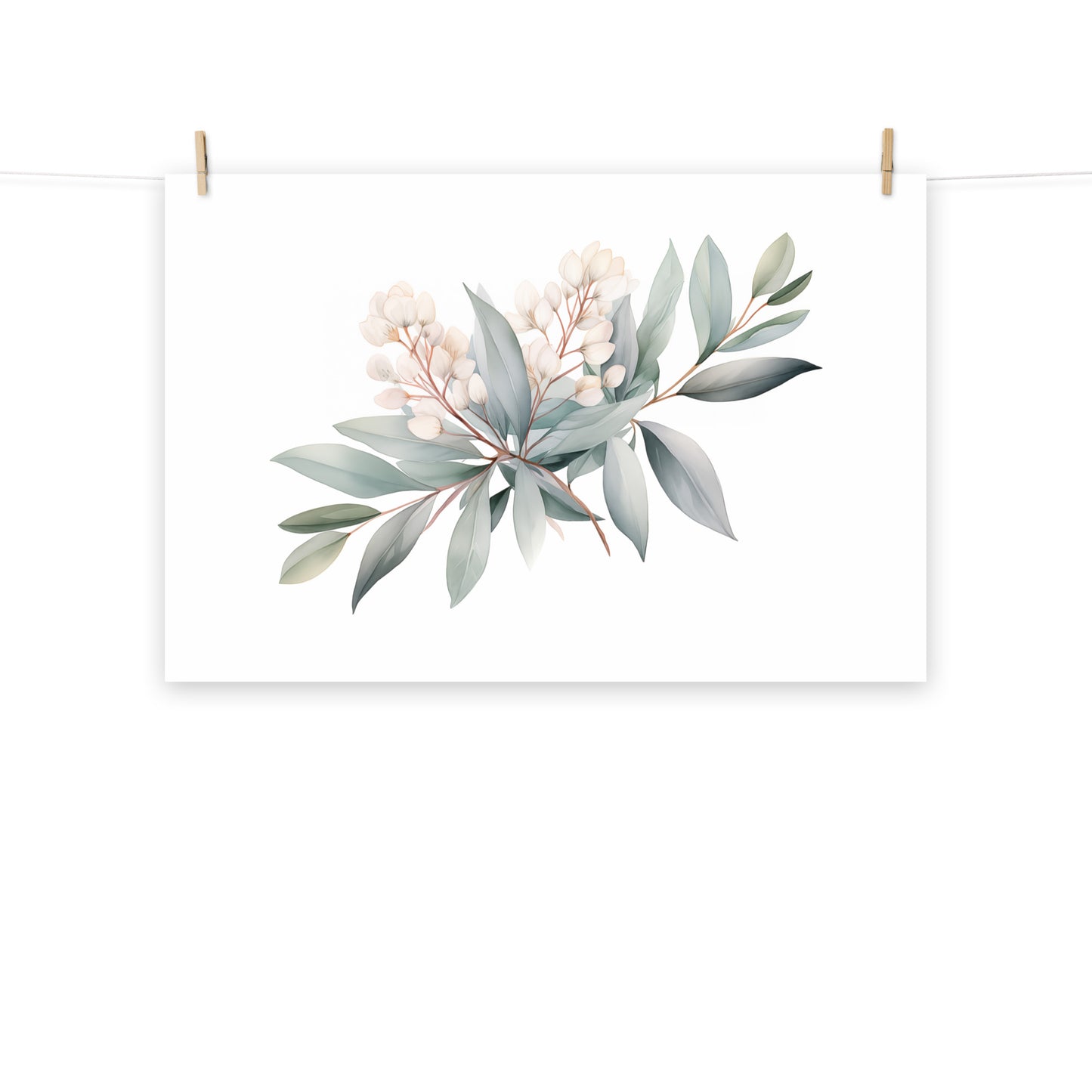 Watercolor Flowers Loose: Delicate Sprig Hand Drawn Painting Digital Artwork Print