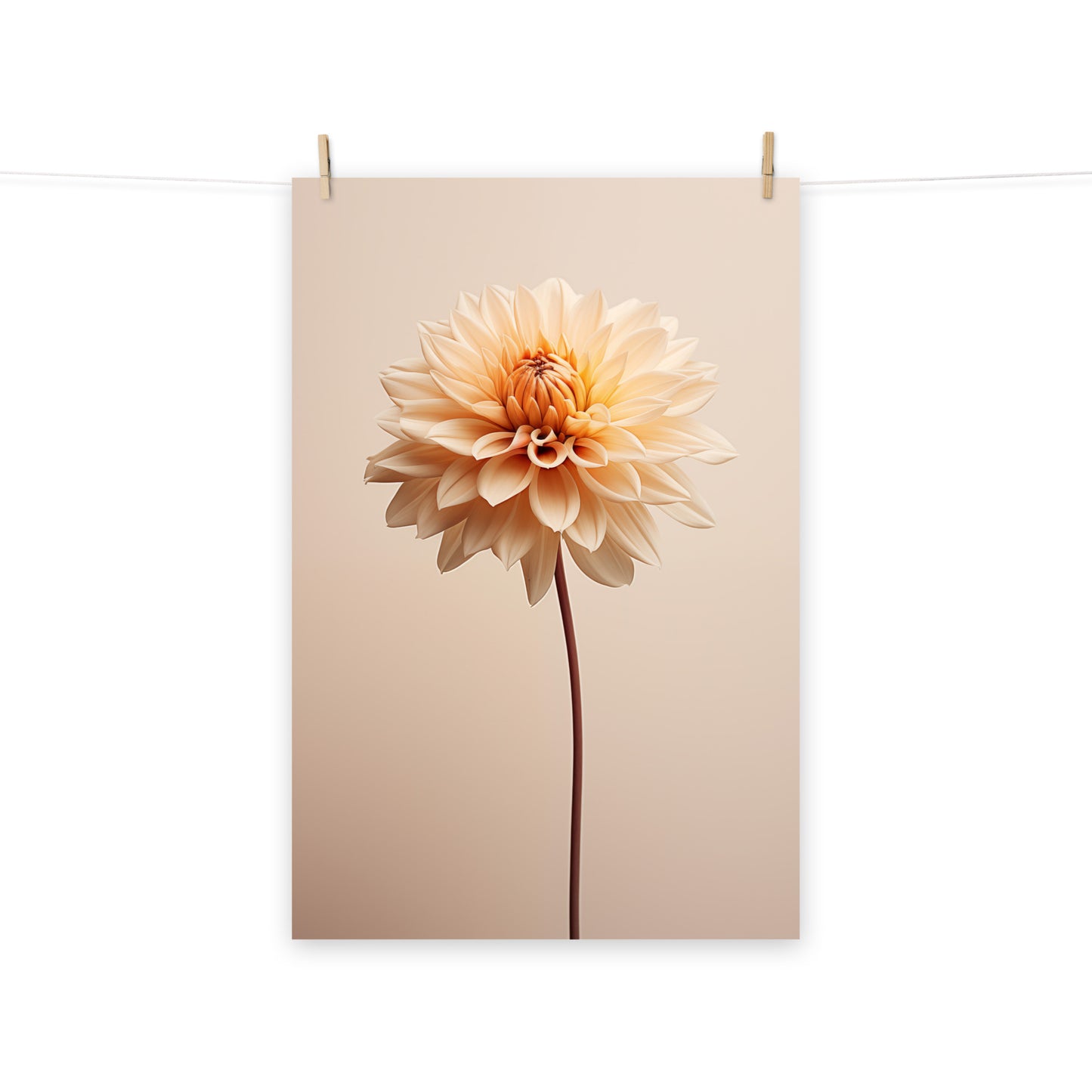 Modern Floral Art Paintings: Delicate Dahlia Realism Painting Digital Artwork Loose Art Print