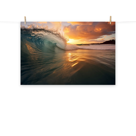 Sunset Beach Wall Art: Ephemeral Whispers Realism Painting Digital Artwork Loose Art Print