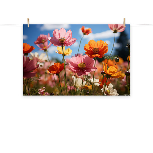 Wall Decor Farmhouse Style: Eternal Flower Meadow Flowers Photorealism - Digital Artwork Loose Art Print