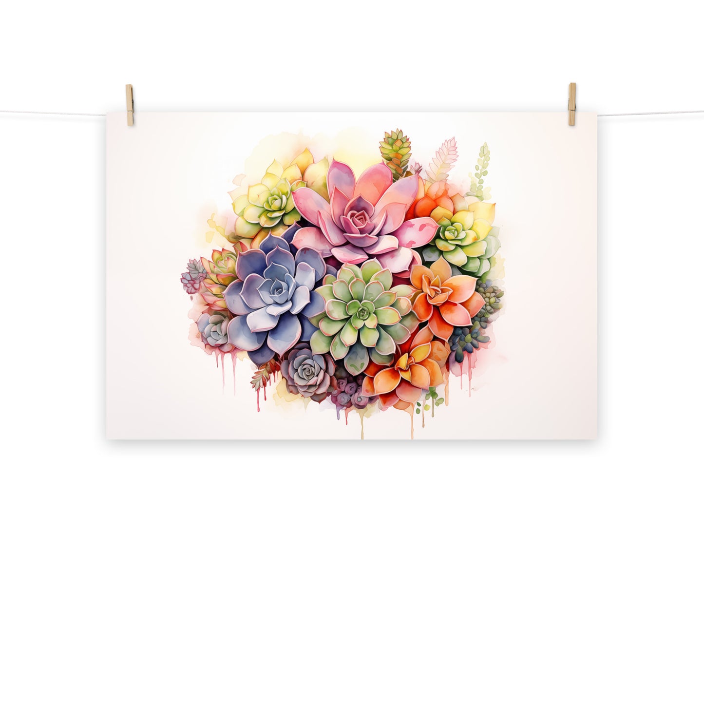 Succulent Wall Art: Everlasting Echeveria Botanical Watercolor Painting - Digital Artwork Loose Art Print