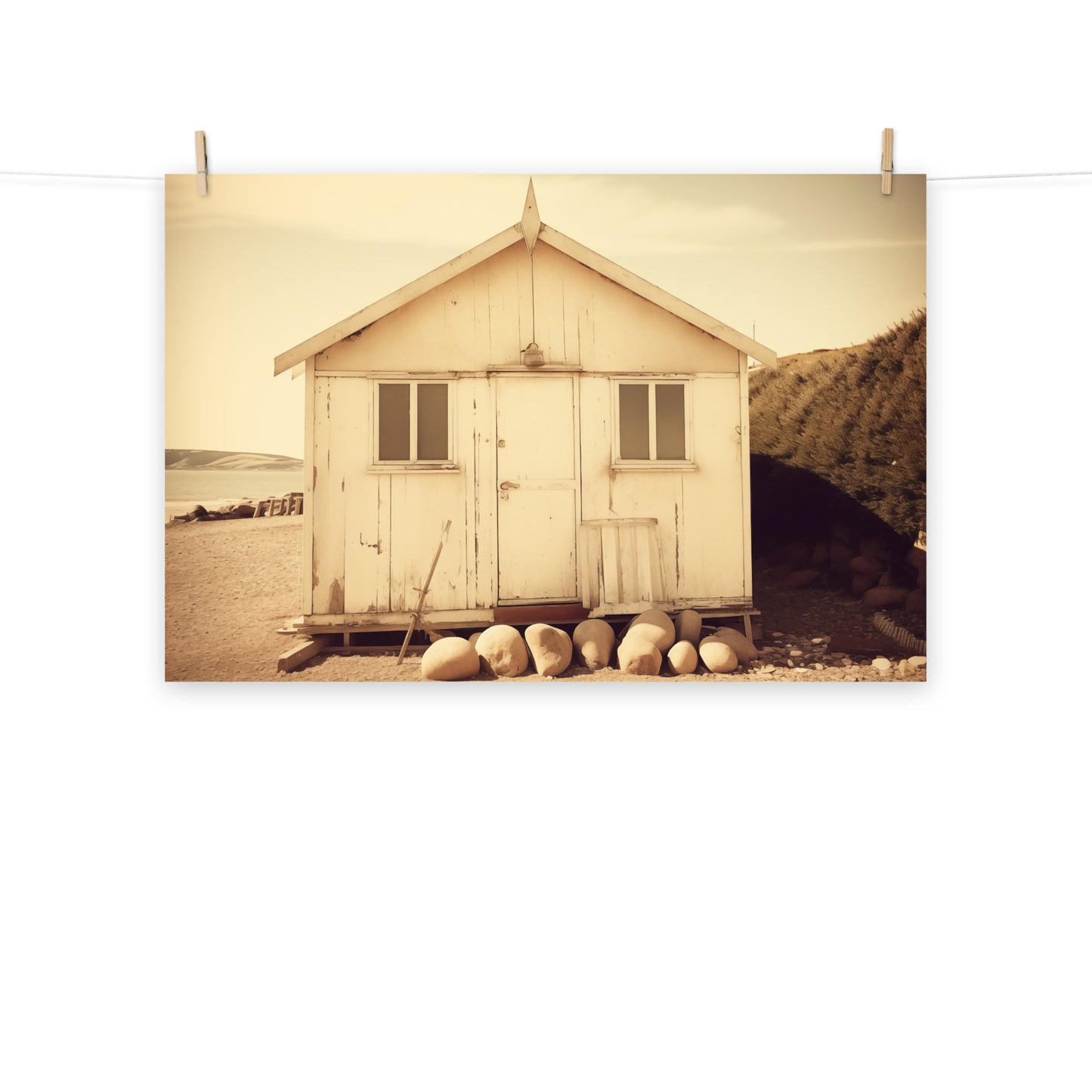 Beach Wall Art: Faded Beach Dreams Subdued Retro - Digital Artwork Loose Art Print