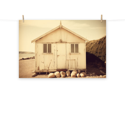 Beach Wall Art: Faded Beach Dreams Subdued Retro - Digital Artwork Loose Art Print