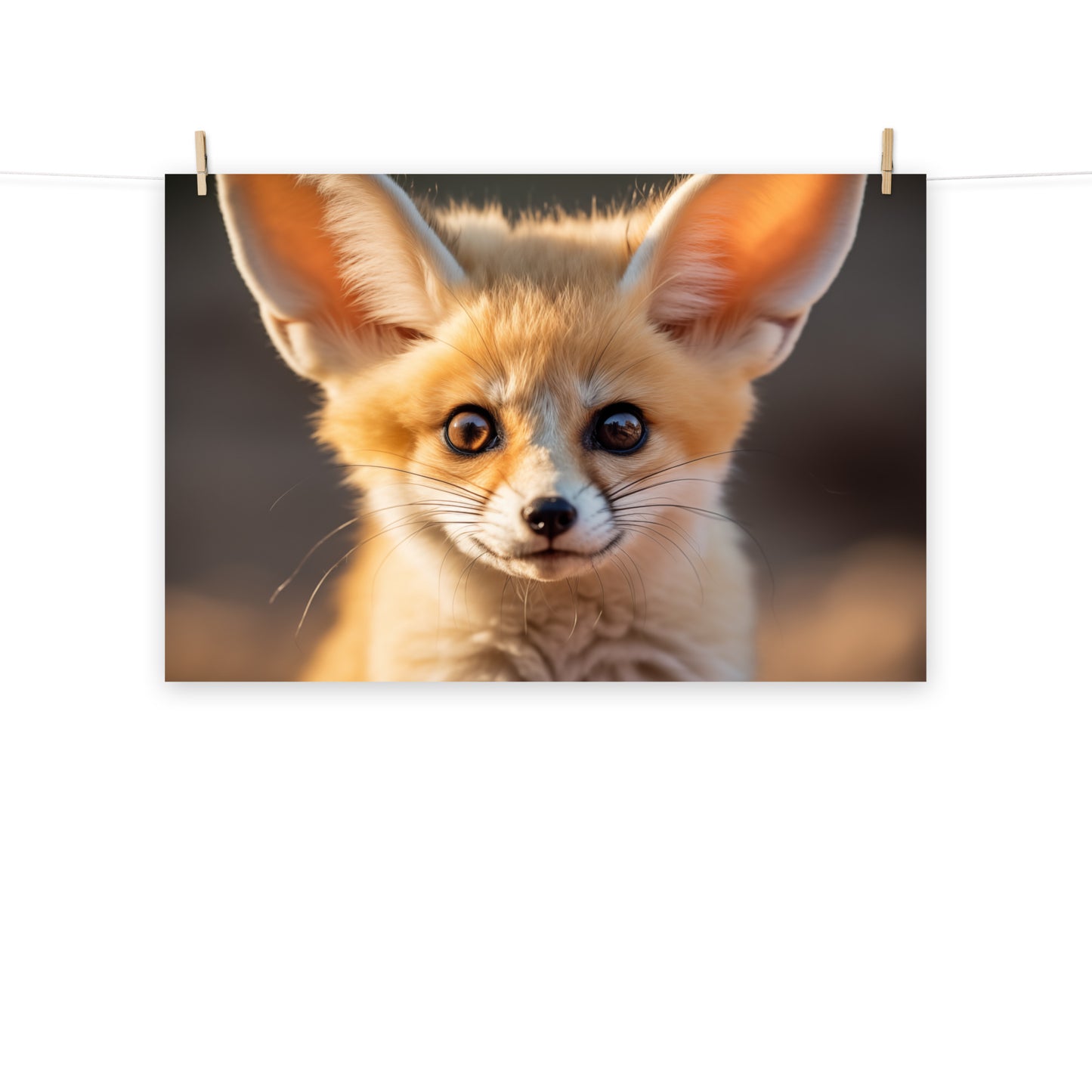 Fennec Fox Portrait Photorealism - Digital Artwork Loose Art Print