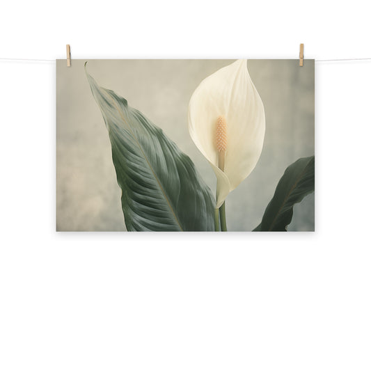 Floral Tranquility Peace Lily Retro Subdued Photorealism - Digital Artwork Loose Art Print