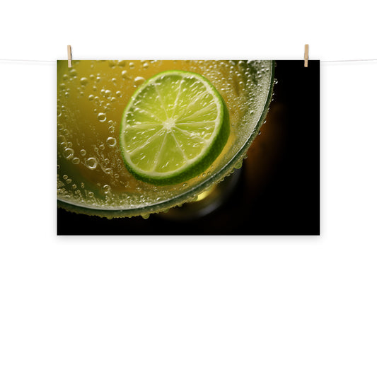 Food and Beverages Art Lime in Drink Photorealistic Digital Artwork Loose Art Print