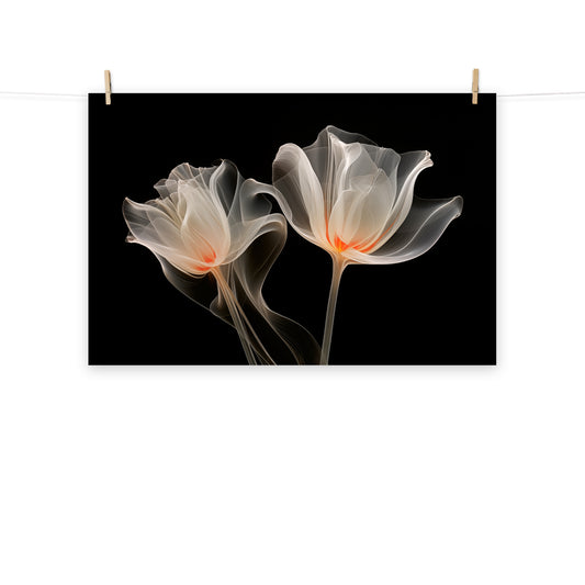 Frosted Petals X-Ray Effect Illustration - Digital Artwork Loose Art Print