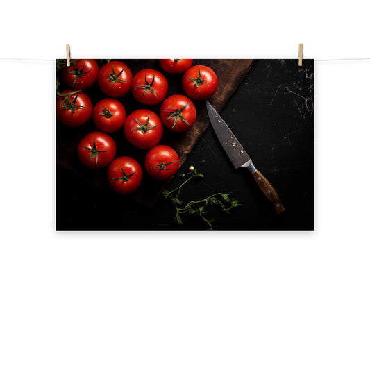 From Vine to Table Tomatoes Photorealism - Digital Artwork Loose Art Print