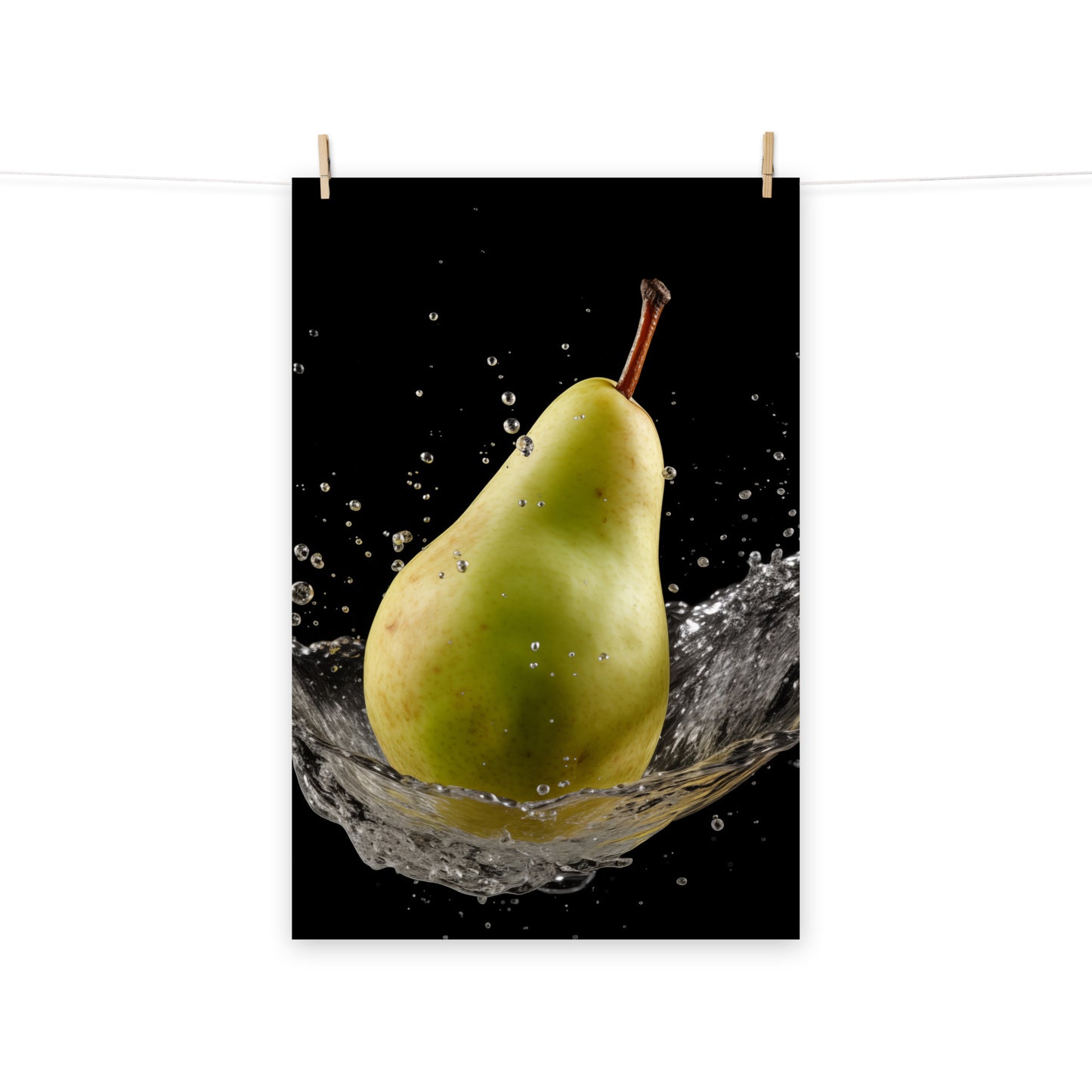 Fruity Fusion Pear in Water Photorealism - Digital Artwork Loose Art Print