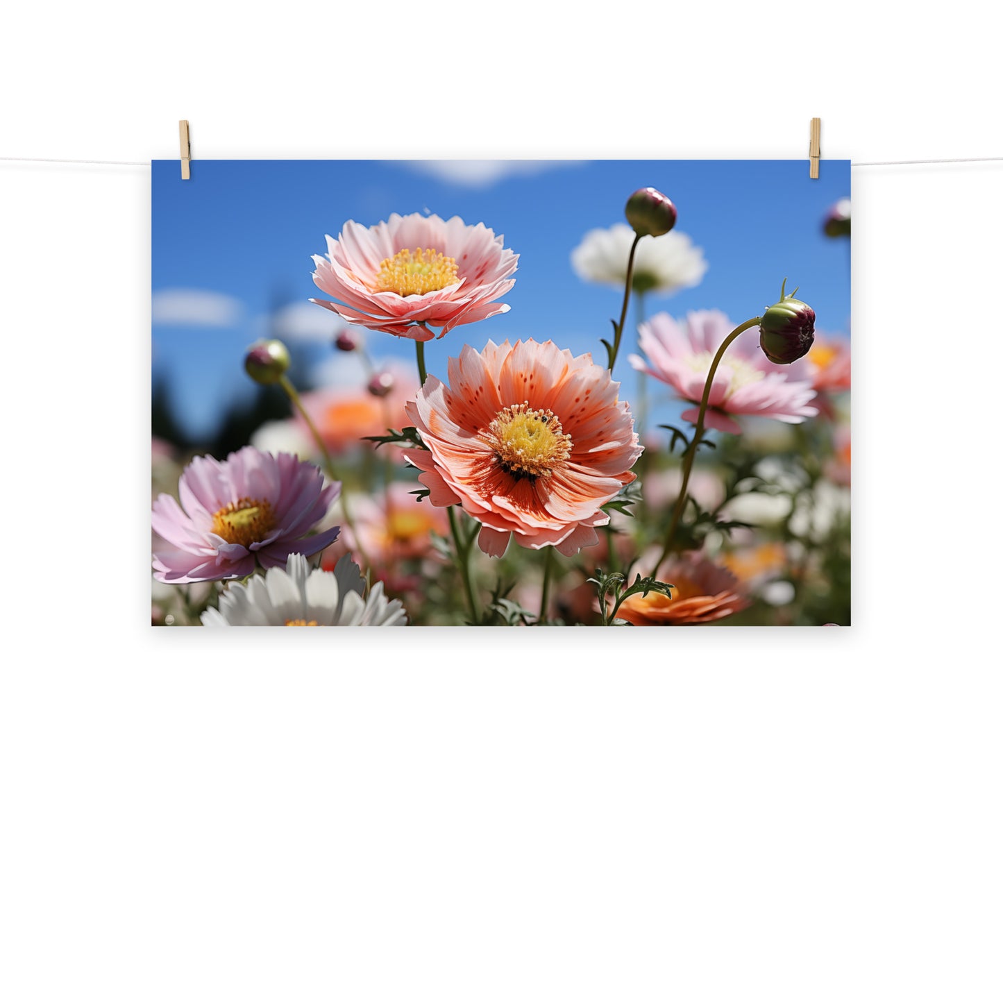 Gilded Nature Meadow Flowers Photorealism - Digital Artwork Loose Art Print