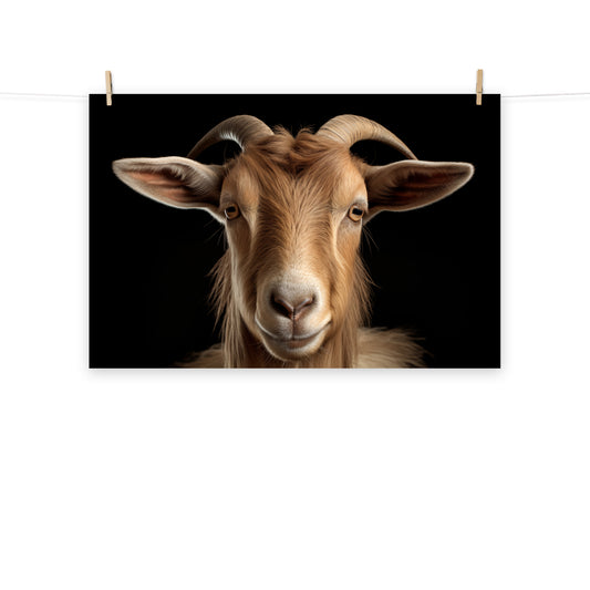 Goat Portrait Photorealism - Digital Artwork Loose Art Print