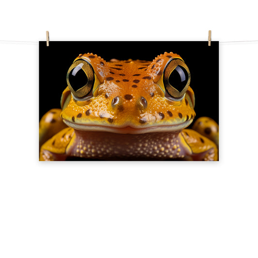 Golden Gaze Neobatrachia Frog Close-up Photorealism - Digital Artwork Loose Art Print