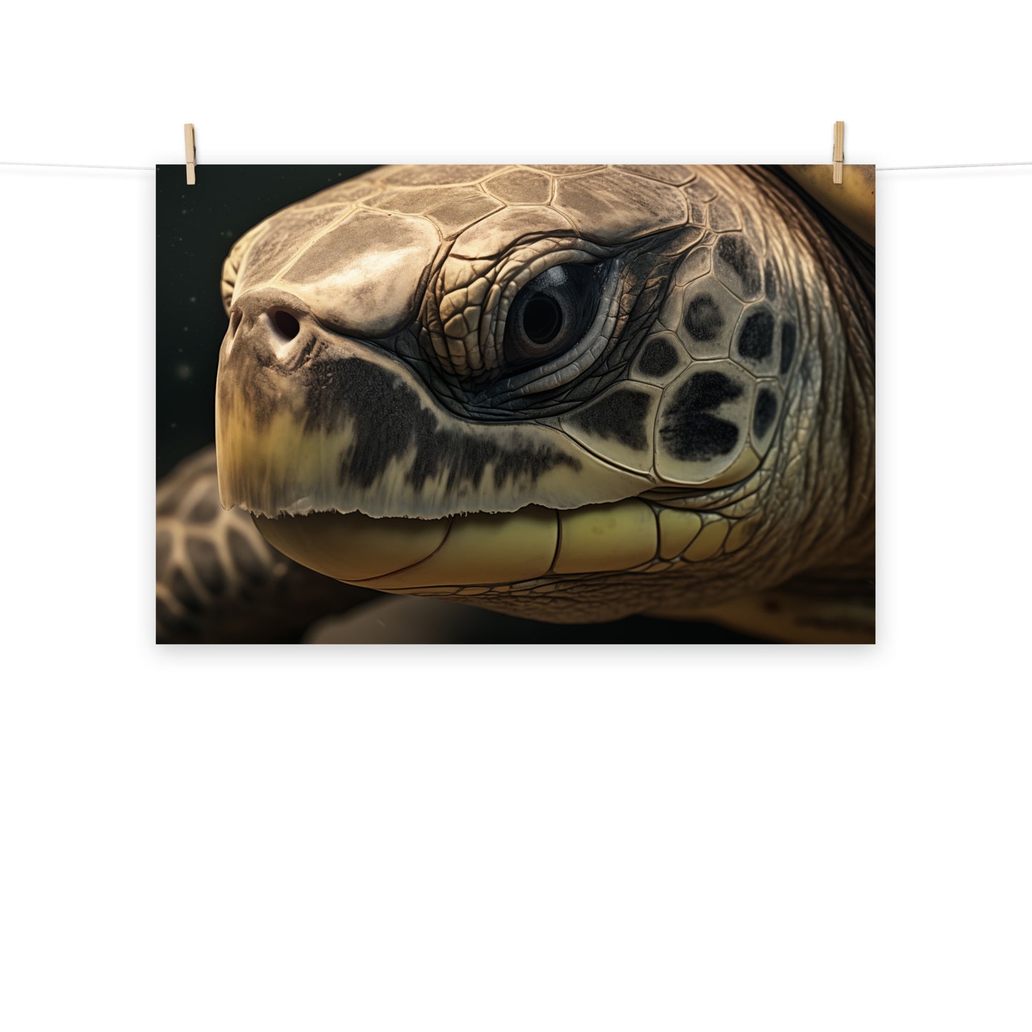 Guardian of the Deep Olive Ridley Turtle Close-up Photorealism - Digital Artwork Loose Art Print