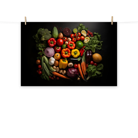 Harvest Hues Vegetable Photorealism - Digital Artwork Loose Art Print