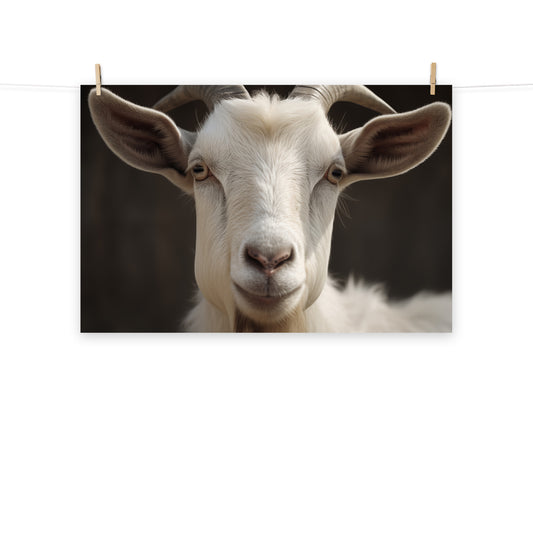 Horned Majesty Goat Photorealism - Digital Artwork Loose Art Print