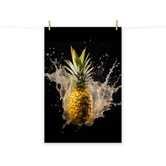 Juicy Joy Pineapple in Water Photorealism - Digital Artwork Loose Art Print