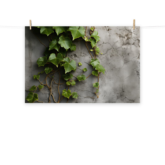 Life on the Wall - Ivy on Stone Photorealism - Digital Artwork Loose Art Print