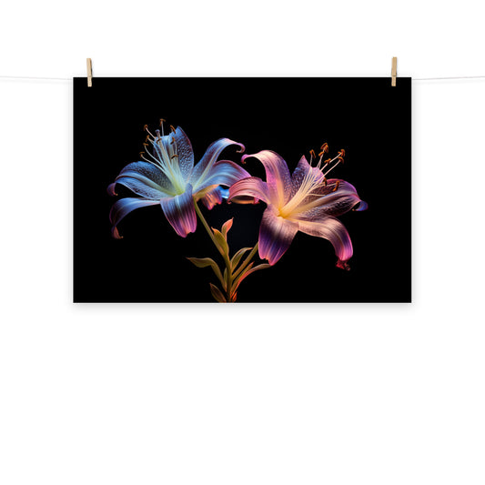 Luminous Lilies Illustration - Digital Artwork Loose Art Print