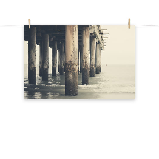 Lost in Time Subdued Retro Coastal Photorealism - Digital Artwork Loose Art Print