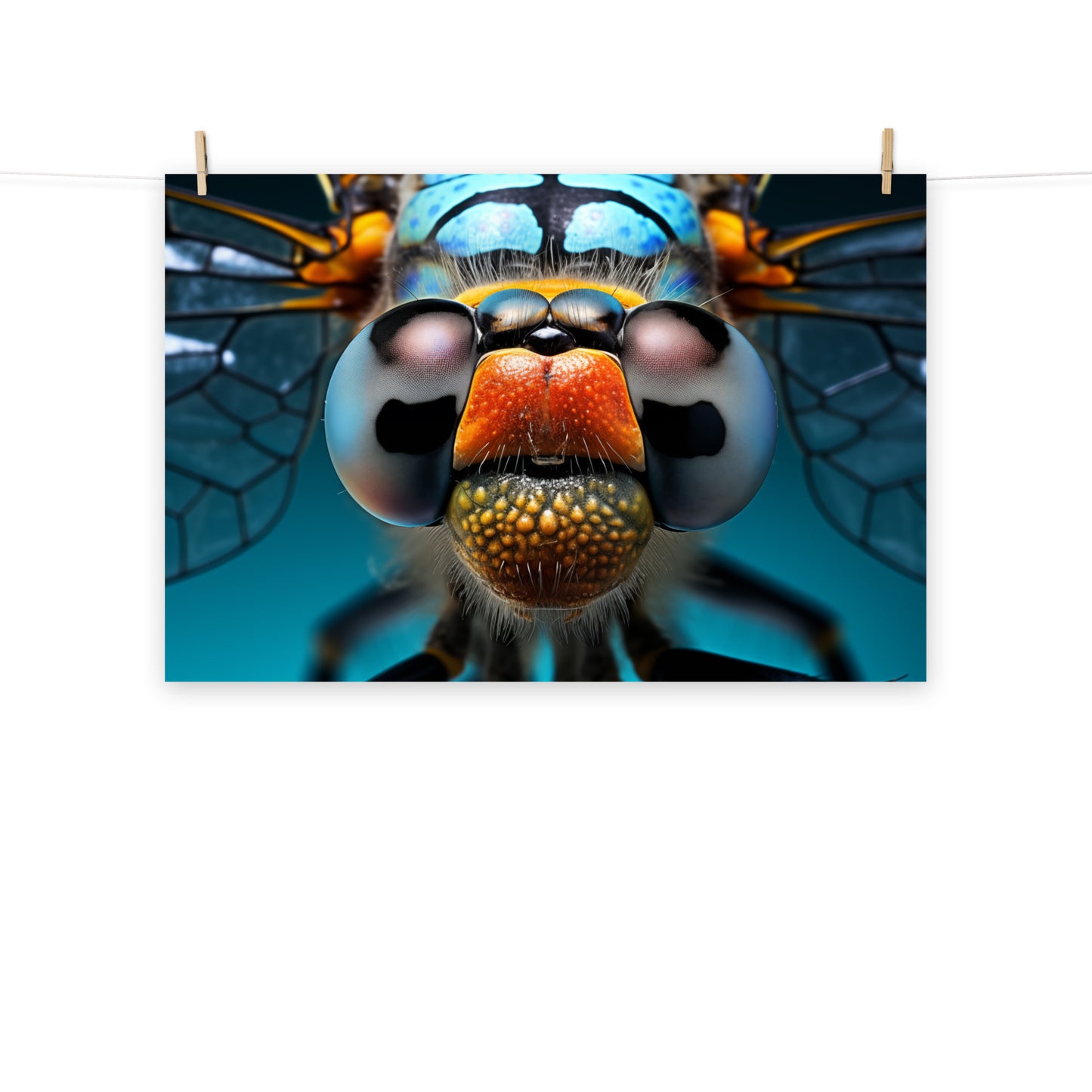 Macro Marvel Dragonfly Photorealism - Digital Artwork Loose Art Print