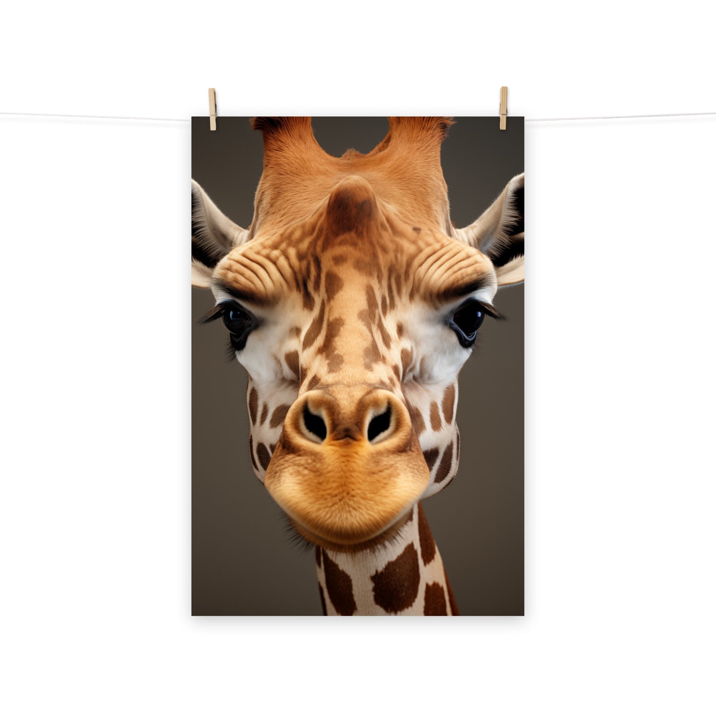 Majesty of the Savanna Giraffe Photorealism - Digital Artwork Loose Art Print