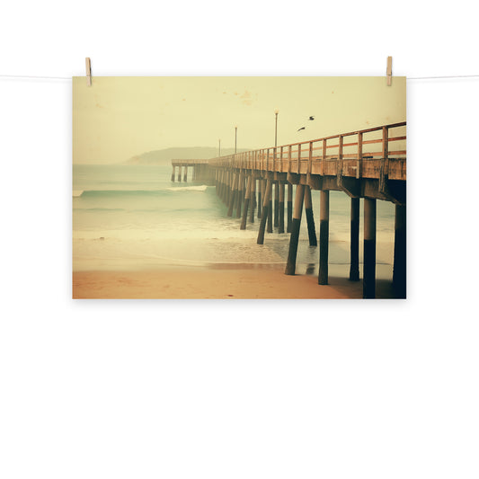 Memories of the Beach Subdued Retro Coastal Photorealism - Digital Artwork Loose Art Print