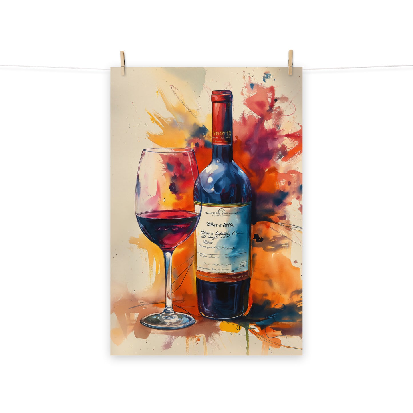 Merlot Musings Watercolor Painting Digital Artwork Loose Art Print