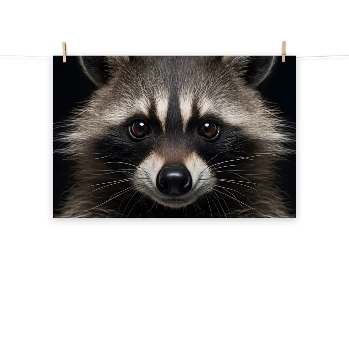 Midnight Mischief Raccoon Portrait Photorealism - Digital Artwork Loose Art Print