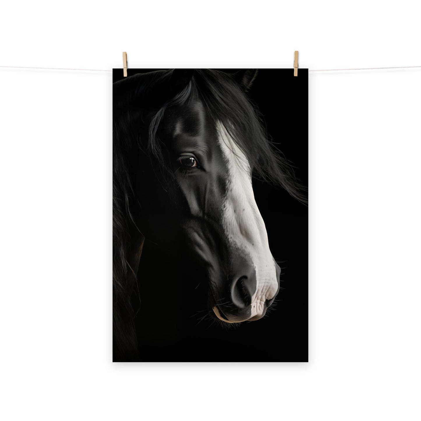 Moonlit Mane Photorealism - Digital Artwork Loose Art Print