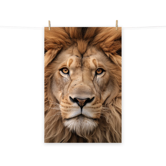 Mane Attraction Lion Photorealism - Digital Artwork Loose Art Print