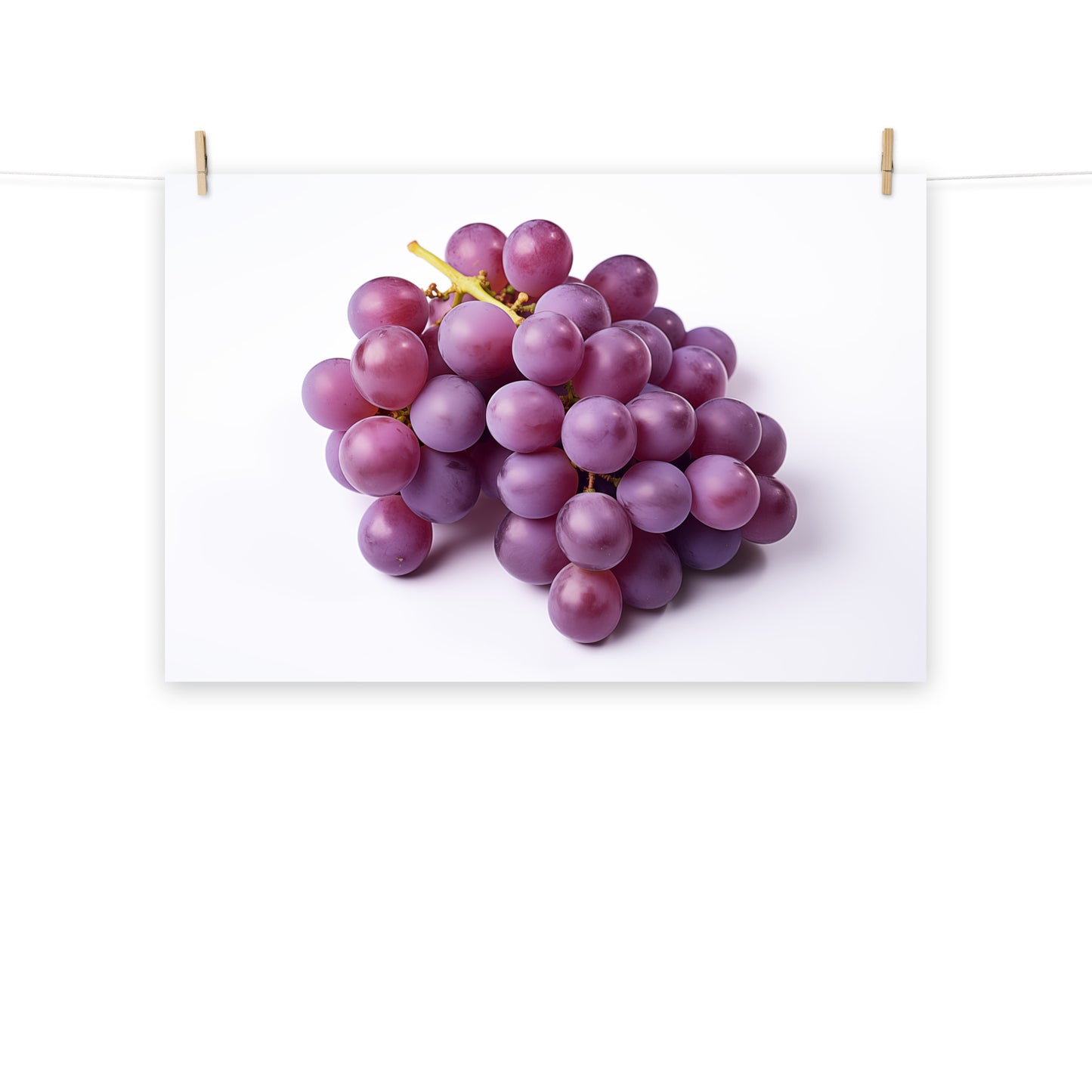 Nature's Candy Purple Grapes on White photorealism - Digital Artwork Loose Art Print