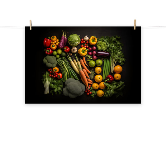 Nature's Palette Vegetable Photorealism - Digital Artwork Loose Art Print