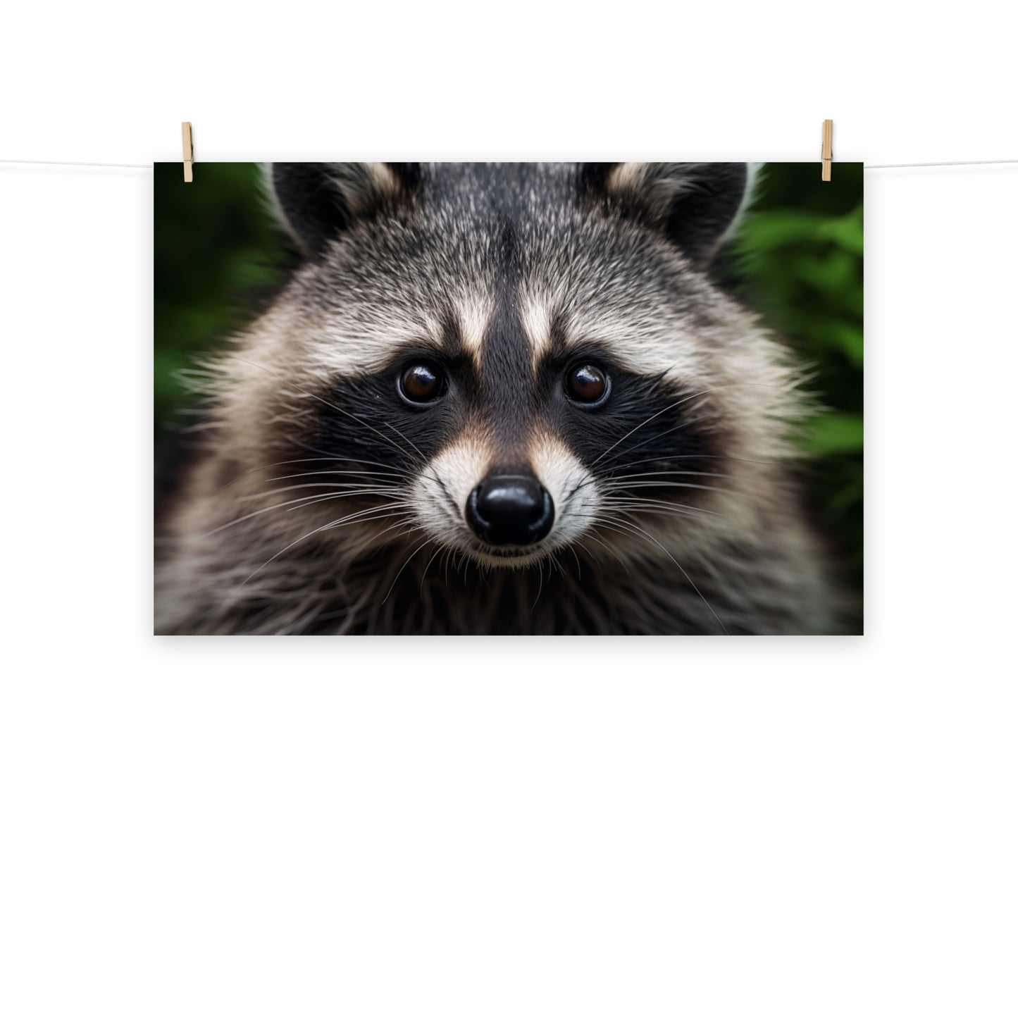 Night Prowler Raccoon Portrait Photorealism - Digital Artwork Loose Art Print