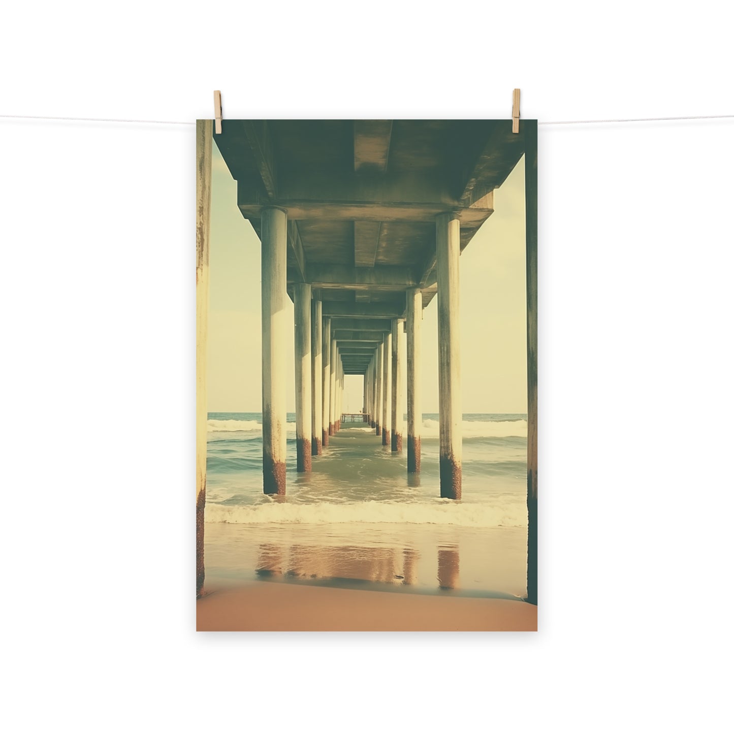 Nostalgia by the Sea Subdued Retro Coastal Photorealism - Digital Artwork Loose Art Print