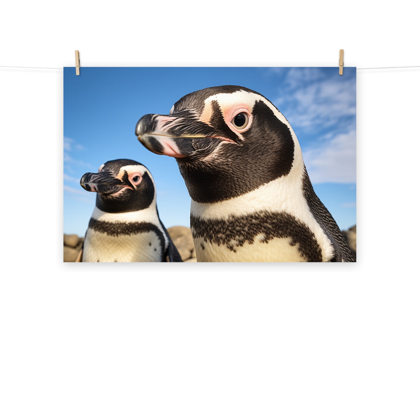 Penguin Pals Photorealism - Digital Artwork Loose Art Print