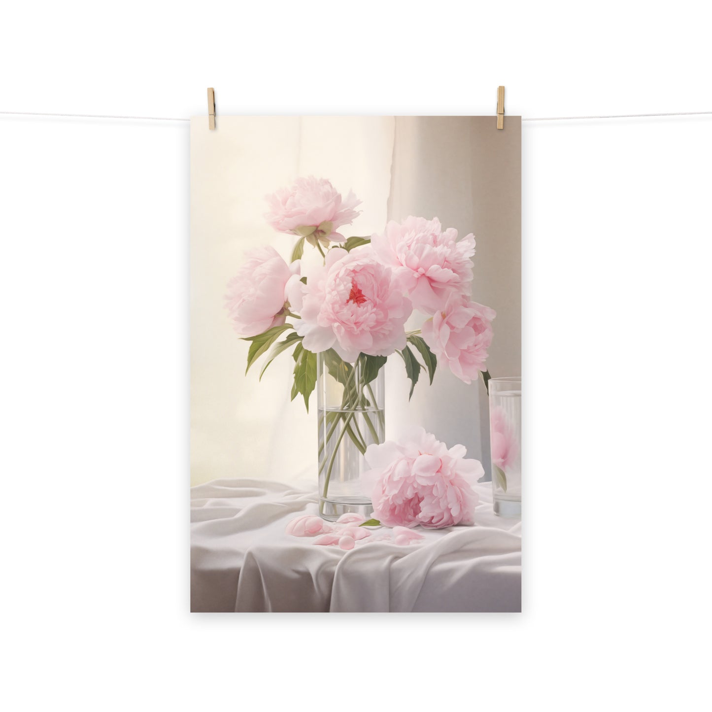 Peonies in Repose Photorealism - Digital Artwork Loose Art Print