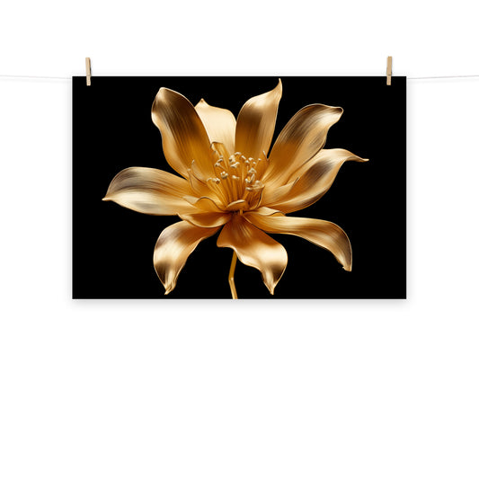 Petals of Gold Floral Gold Color Photorealism - Digital Artwork Loose Art Print