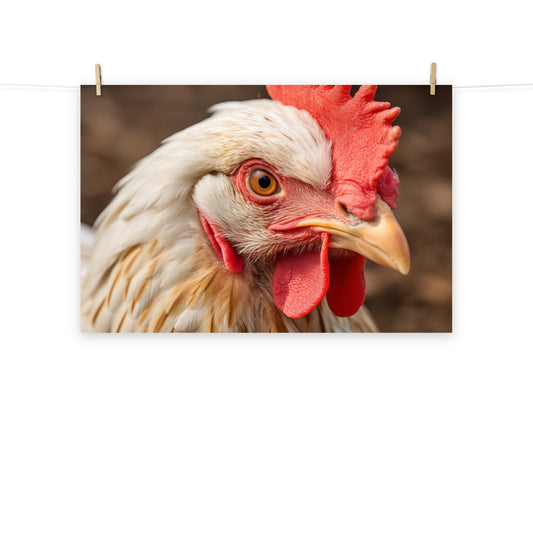 Portrait of a Hen Photorealism - Digital Artwork Loose Art Print