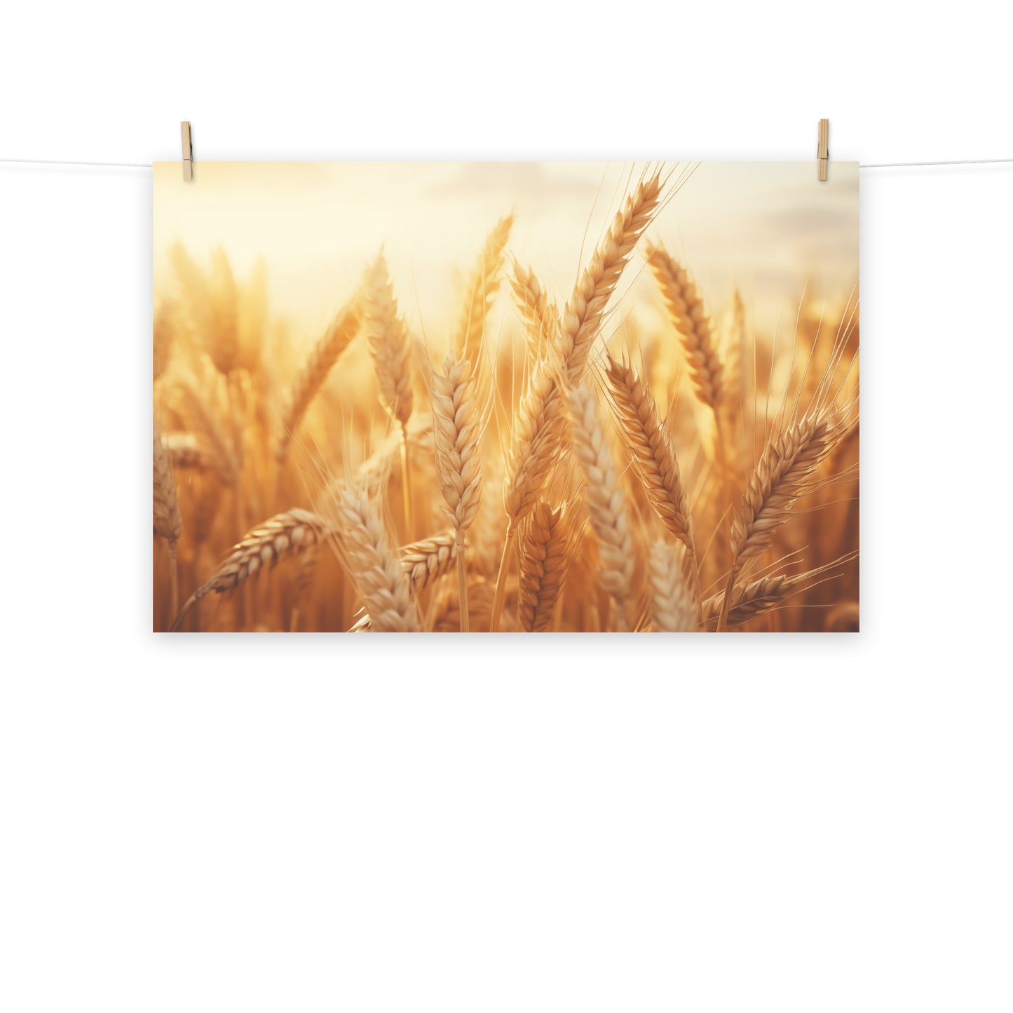 Prairie Dreams Minimal Botanical Rustic Subdued Wheat Crops Photorealism - Digital Artwork Loose Art Print