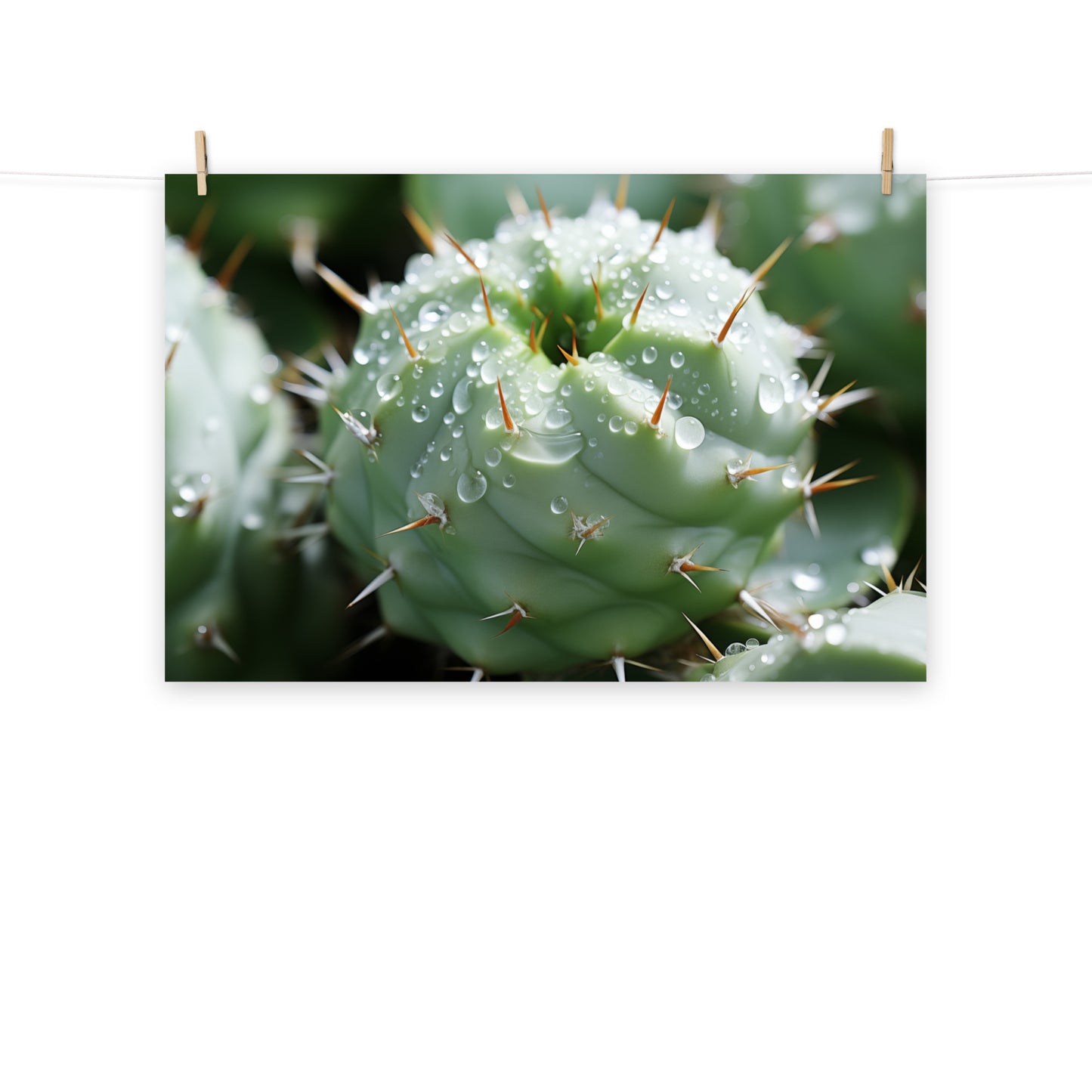 Prickly Pearls Succulent Photorealism - Digital Artwork Loose Art Print