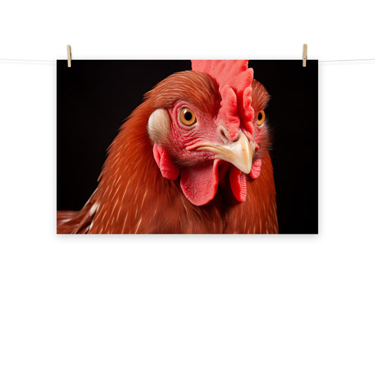 Proud Rooster in Profile Photorealism - Digital Artwork Loose Art Print