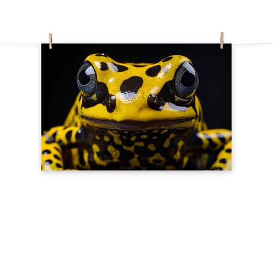 Radiant Amphibian Poison Dart Frog Close-up Photorealism - Digital Artwork Loose Art Print