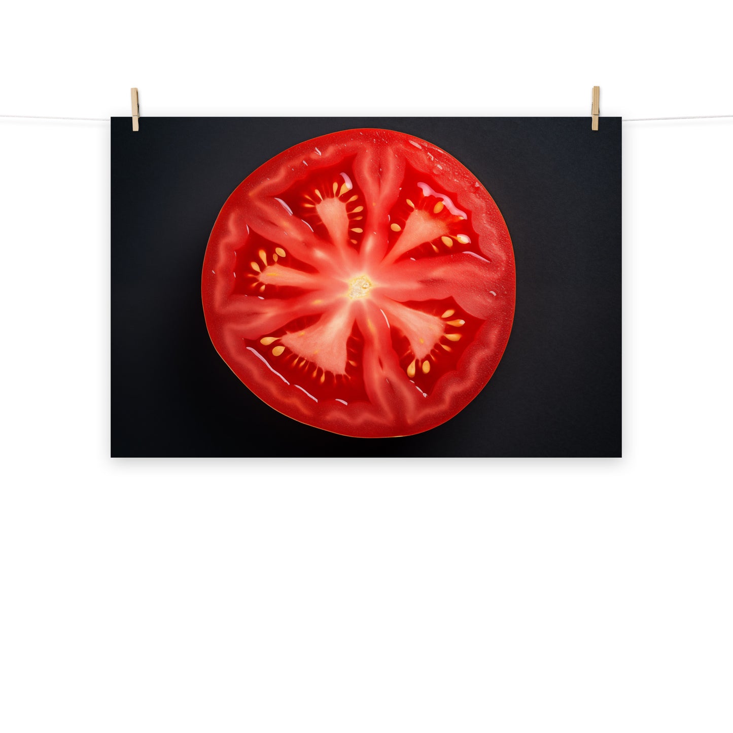 Red on Black Tomato Photorealism - Digital Artwork Loose Art Print