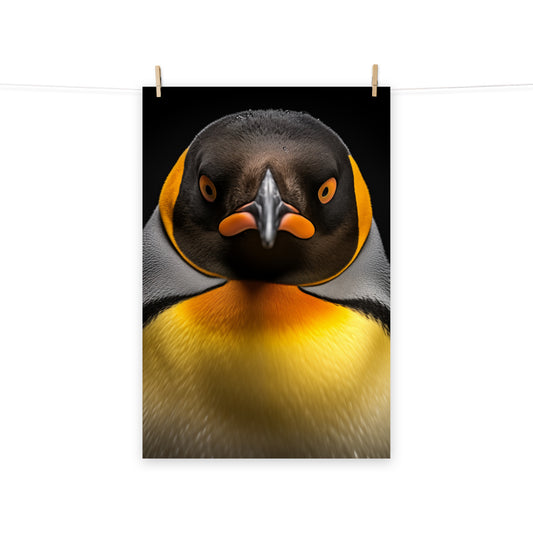 Regal Gaze Penguins Photorealism - Digital Artwork Loose Art Print