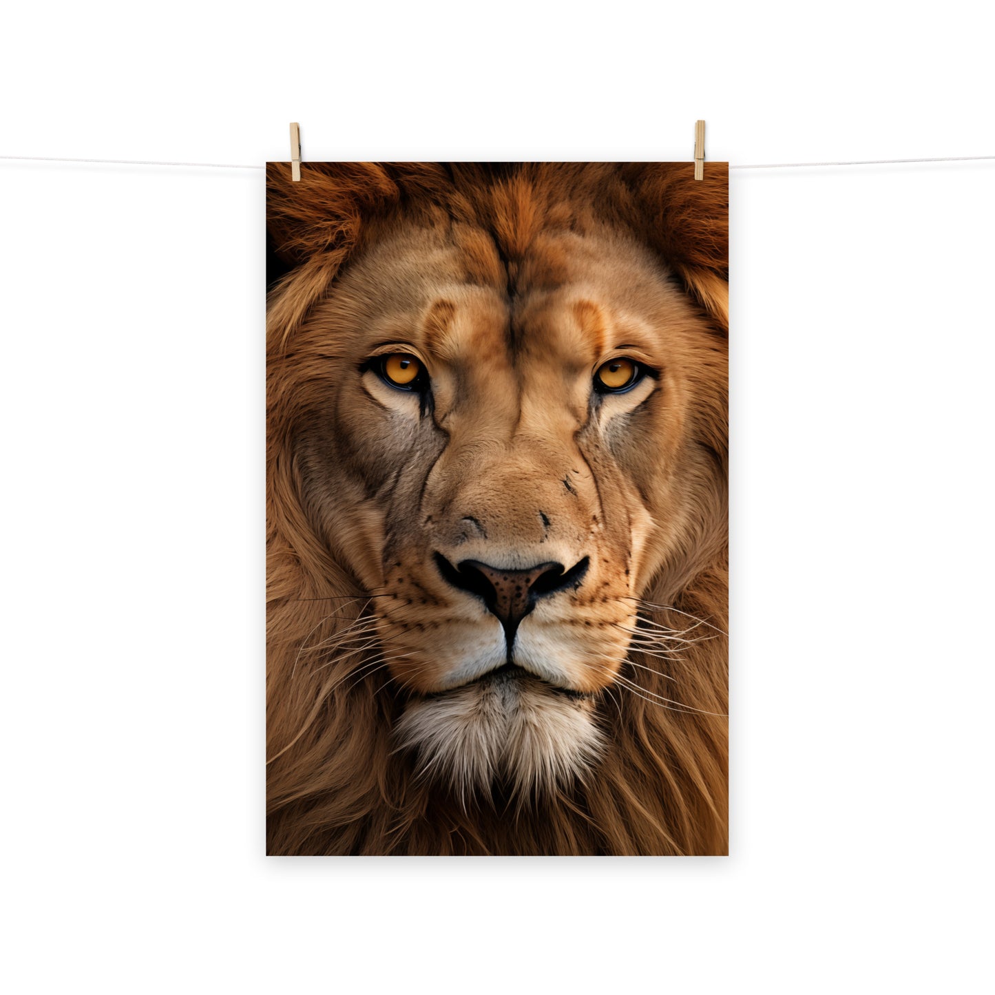 Regal Gaze Lion Photorealism - Digital Artwork Loose Art Print